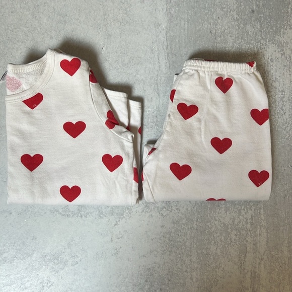 Petit Bateau girls White and Red Heart Pajama Set fleece sz 5 - Picture 7 of 7